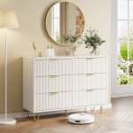 Commode de chambre avec 6 tiroirs meuble dentr�e el�gant pieds en m�tal or commode moderne blanc 100 ...