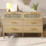 Commode de chambre avec 6 tiroirs - commode en rotin pour chambre salon et salle  manger - chne sonoma ...