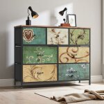 Commode 7 tiroirs - cadre m�tallique - dessus bois ding�nierie - pieds r�glables - design contemporain ...