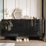 Commode de chambre avec 9 tiroirs et compartiment buffet de salon avec poignes noires 150 x 40 x 76cm ...