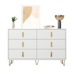 Commode chambre adulte design moderne blanc commode et beaucoup de rangement poign�es dor�es - l 120 ...
