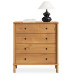 Commode chambre apoana h 99 cm 4 tiroirs en bois massif coloris chne meuble de rangement pour vtements ...