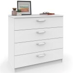 Commode chambre chiffonnier meuble de rangement avec 4 tiroirs 78x74x40 cm briebe prakt blanc 05107