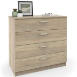Commode chambre chiffonnier meuble de rangement avec 4 tiroirs 78x74x40 cm briebe prakt bois 05114