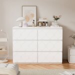 Commode chambre elgante avec 6 tiroirs armoire rangement buffet salon laqu motif ondul blanc 110x40x72cm ...