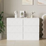 Commode chambre elgante avec 6 tiroirs armoire rangement buffet salon laqu motif ondul blanc 110x40x72cm ...