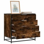 Commode - ch�ne fum� - 4 tiroirs - 70x41x70 cm - style industriel