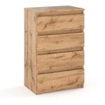 Commode en ch�ne wotan 60 cm 4 tiroirs meuble tv meuble pour salon chambre � coucher