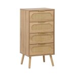 Commode chiffonnier décor bois et cannage 4 tiroirs eva Commode chiffonnier décor bois et cannage 4 tiroirs eva