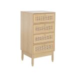 Commode chiffonnier dcor bois et cannage 4 tiroirs judith