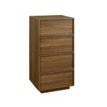 Commode chiffonnier noyer 4 tiroirs effet bois - l 48 x p 43 x h 98. 5cm - kuba