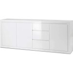 Commode como bianco iv buffet haut avec 3 tagres et 3 tiroirs blanc laqu brillant