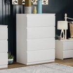 Commode denver blanche avec 4 tiroirs ? meuble de chambre moderne
