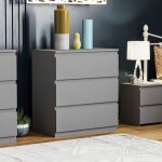 Commode denver grise avec 3 tiroirs ? meuble de chambre moderne