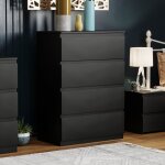 Commode denver noire avec 4 tiroirs ? meuble de chambre moderne