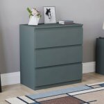 Commode denver verte avec 3 tiroirs ? meuble de chambre moderne