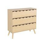 Commode enfant effet bois naturel 3 tiroirs. pieds bois de pin - 80 x 30 x 79 cm - azur