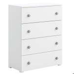 Commode pour enfant emily - blanc - 4 tiroirs - poign�es en forme de ballon de football