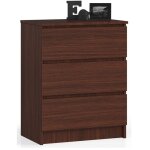 Commode haute 3 tiroirs - dimensions 60x40x77 cm - commode de chambre - aspect bois weng - meuble de ...