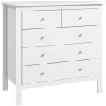 Commode - homcom - avec 5 tiroirs poignes glissires mtalliques protection anti - basculement - 79l ...