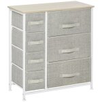 Commode - homcom - 7 tiroirs en tissu - moderne - cadre en acier - 635 x 30 x 71 cm - gris