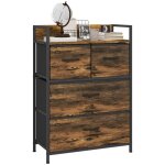 Commode - homcom - meuble de rangement 4 tiroirs tissu pliables et amovibles - 60x29x85 cm
