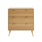 Commode jeanne 3 tiroirs effet ch�ne 80cm - bois clair