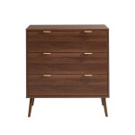 Commode jeanne 3 tiroirs effet noyer 80cm - bois