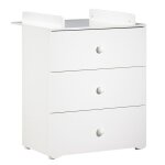 Commode à langer - babyprice - basic - 3 tiroirs - boutons boule en bois blanc Commode à langer - babyprice - basic - 3 tiroirs - boutons boule en bois blanc