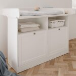 Commode � langer b�b� 2 tiroirs 2 niches ouvertes en bois blanc - co7084 - blanc - terre de nuit