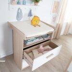 Commode à langer évolutive - roba - cabane - 2 tiroirs - extension à langer amovible - chêne / blanc Commode à langer évolutive - roba - cabane - 2 tiroirs - extension à langer amovible - chêne / blanc