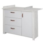 Commode à langer roba mila - 3 tiroirs + 1 porte - poignées en similicuir - gris clair / chêne blanchi ... Commode à langer roba mila - 3 tiroirs + 1 porte - poignées en similicuir - gris clair / chêne blanchi ...