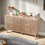 Commode - leww - 6 tiroirs - design �l�gant - 3 niveaux - grand de rangement - bois + mdf - 100x34x73 ...