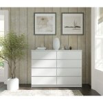 Commode maja 140 cm blanc mat ? meuble � 8 tiroirs spacieux design moderne pour chambre salon ou bureau ...