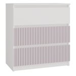 Commode malmo - blanc / rose - 3 tiroirs - design moderne