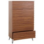 Commode - design - 5 tiroirs - bois massif manguier - mtal - 145x80x44 cm