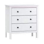 Commode meuble de rangement avec 3 tiroirs coloris blanc - longueur 76 x profondeur 40 x hauteur 81 cm ...
