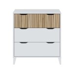 Commode meuble de rangement avec 3 tiroirs coloris blanc / ch�ne - longueur 705 x profondeur 40 x hauteur ...
