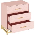 Commode meuble de rangement avec 3 tiroirs en tissu meuble � tiroirs avec cadre m�tallique plateau - ...