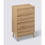 Commode meuble de rangement avec 4 tiroirs coloris beige - longueur 60 x profondeur 40 x hauteur 1073 ...