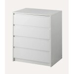 Commode meuble de rangement avec 4 tiroirs coloris blanc - hauteur 74 x longueur 70 x profondeur 45 cm ...