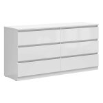 Commode meuble de rangement � 6 tiroirs coloris blanc brillant - longueur 150 x profondeur 45 x hauteur ...
