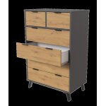Commode meuble de rangement avec 6 tiroirs coloris gris chêne - hauteur 122 x longueur 80 x profondeur ... Commode meuble de rangement avec 6 tiroirs coloris gris chêne - hauteur 122 x longueur 80 x profondeur ...