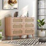 Commode meuble de rangement 6 tiroirs en rotin de boh�me meuble � tiroirs avec tiroir meuble de rangement ...