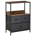 Commode meuble de rangement - homcom - 3 tiroirs tissus tagre et plateau suprieur - polyester - 58x29x81. ...