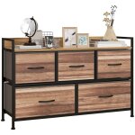 Commode meuble de rangement homcom 5 tiroirs en tissu 98 x 29 x 63 cm structure en acier noir Commode meuble de rangement homcom 5 tiroirs en tissu 98 x 29 x 63 cm structure en acier noir