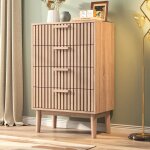 Commode - nmonet - moderne 4 tiroirs - bois naturel - 60x34x91 cm - design vintage