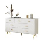 Commode moderne � 7 tiroirs poign�es dor�espieds dor�scoulisses lisses buffet de salle � manger140 x ...