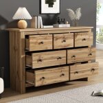 Commode moderne simple 152 * 40 * 89cm panneau de particules 7 tiroirs pour lentr�e la cuisine la salle ...