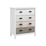 Commode - muvoe - 5 tiroirs - blanc - 70x38x85 cm - anti - basculement